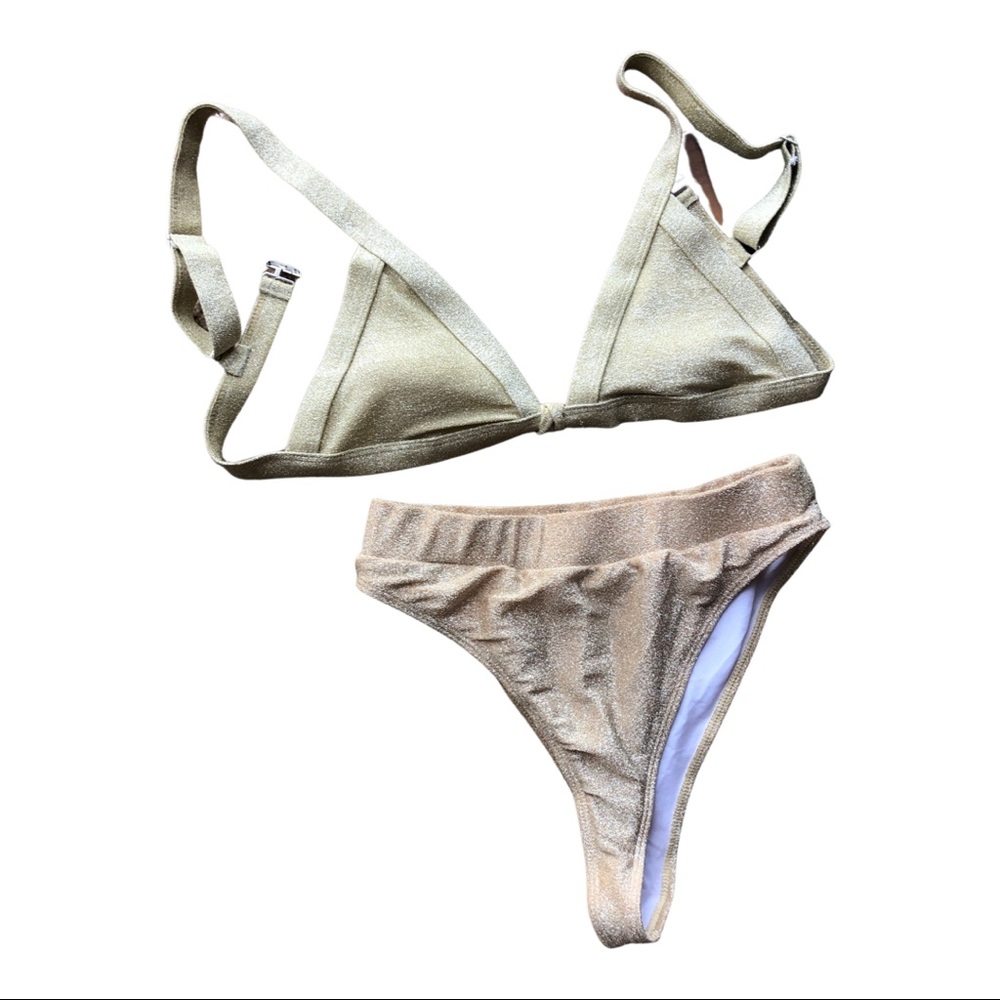 Shein gold sparkle bikini M NWOT